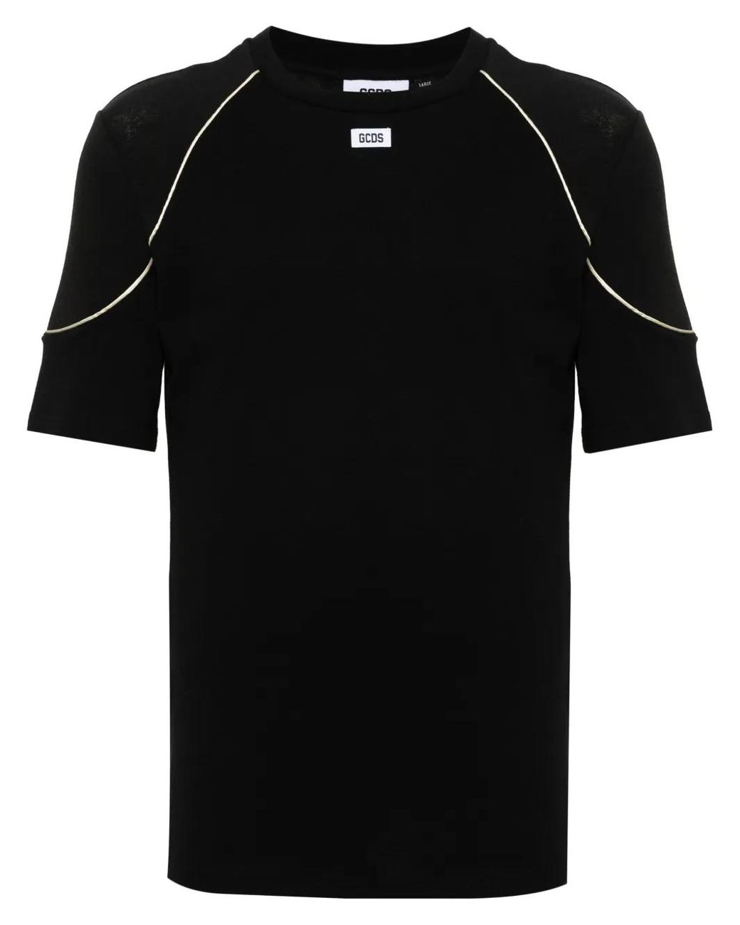 Gcds Black Cotton T-Shirt With Comma for men