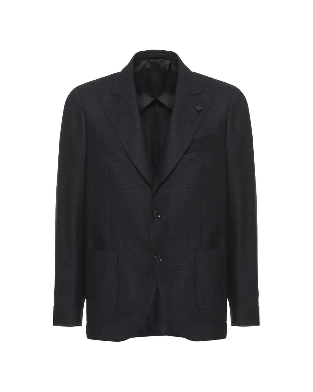 Lardini Black Check-Pattern Notched-Lapels Jacket for men