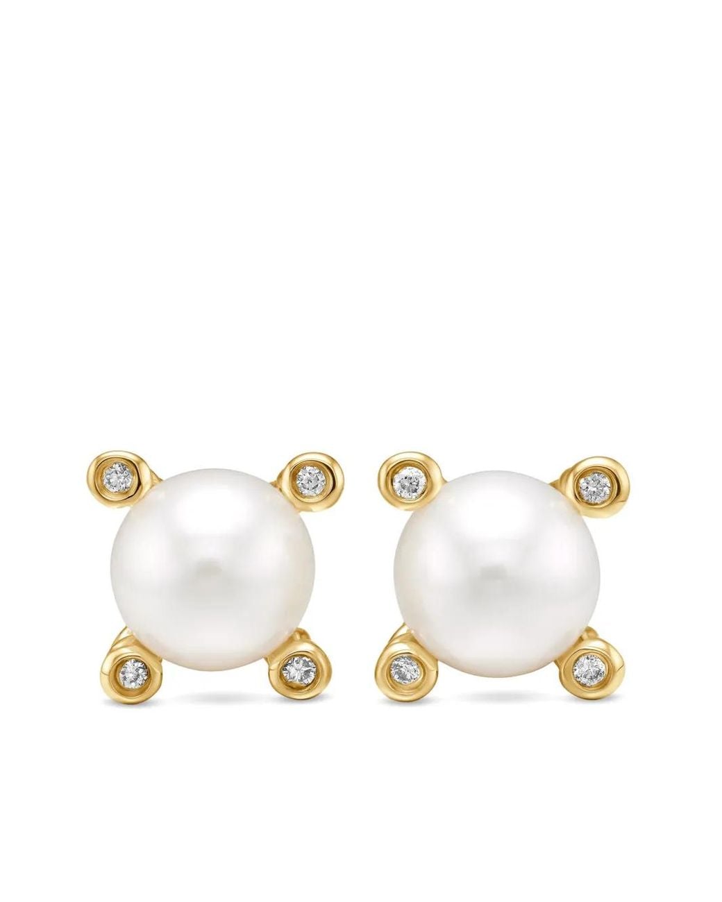 David Yurman Metallic 18K Pearl And Diamond Stud Earrings (7.4Mm)