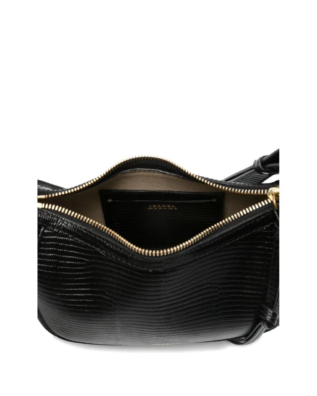 Isabel Marant Black Oskan Lizard-Effect Studded Shoulder Bag