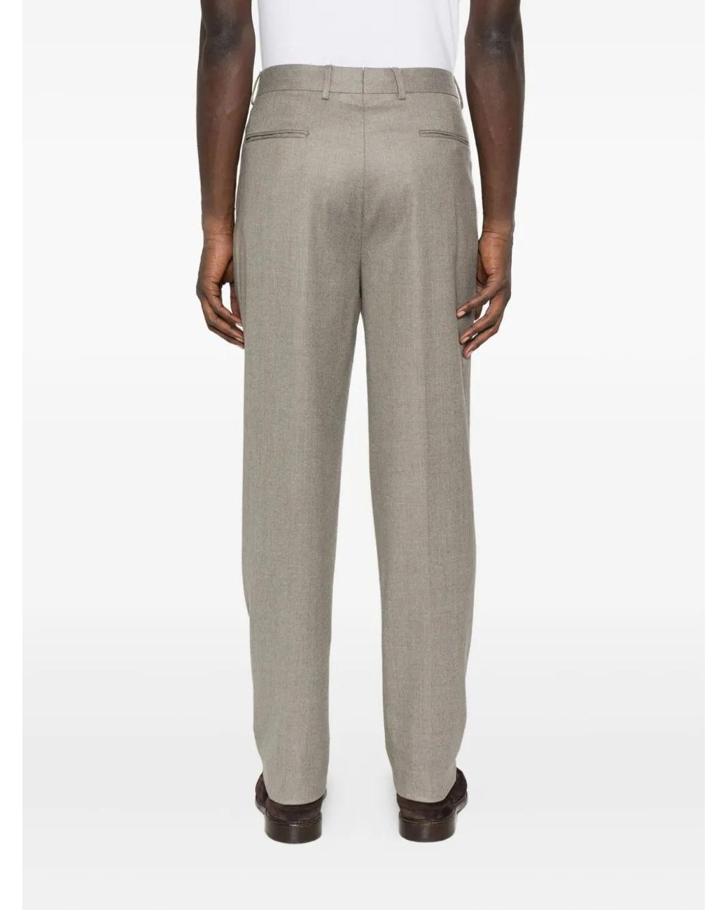 Zegna Gray Press-Creased Trousers for men