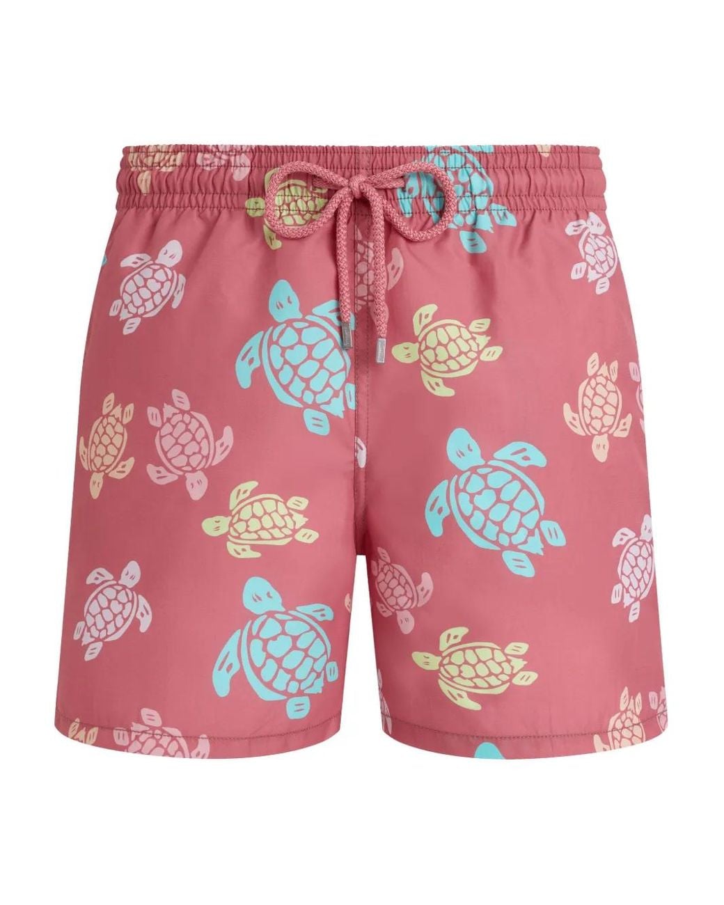 Vilebrequin Red Drawstring Turtles Swim Shorts for men