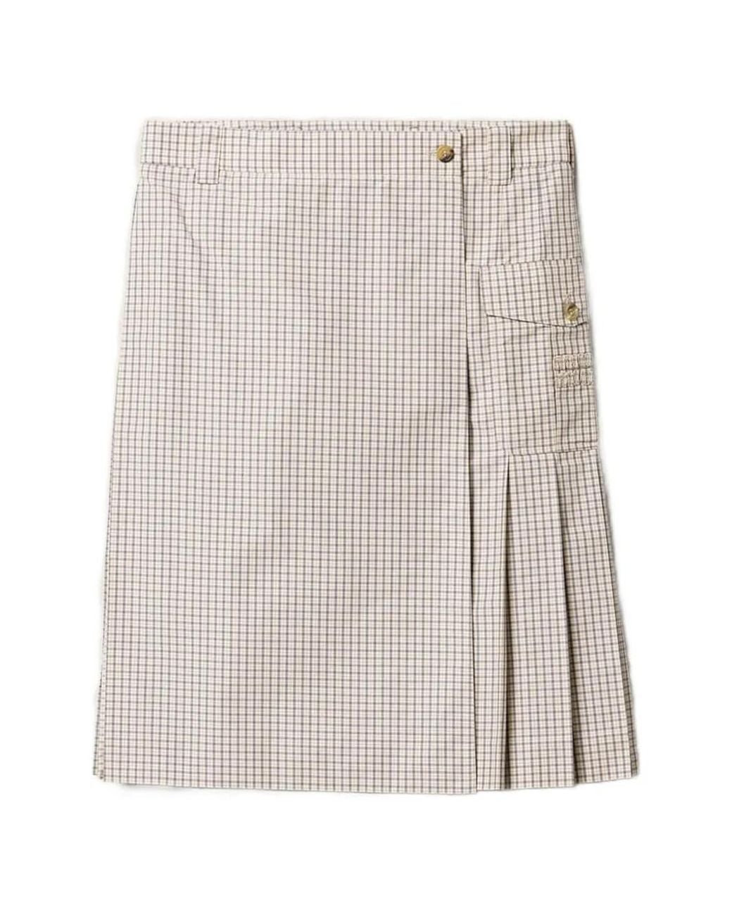Miu Miu White Checked Technical Fabric Skirt