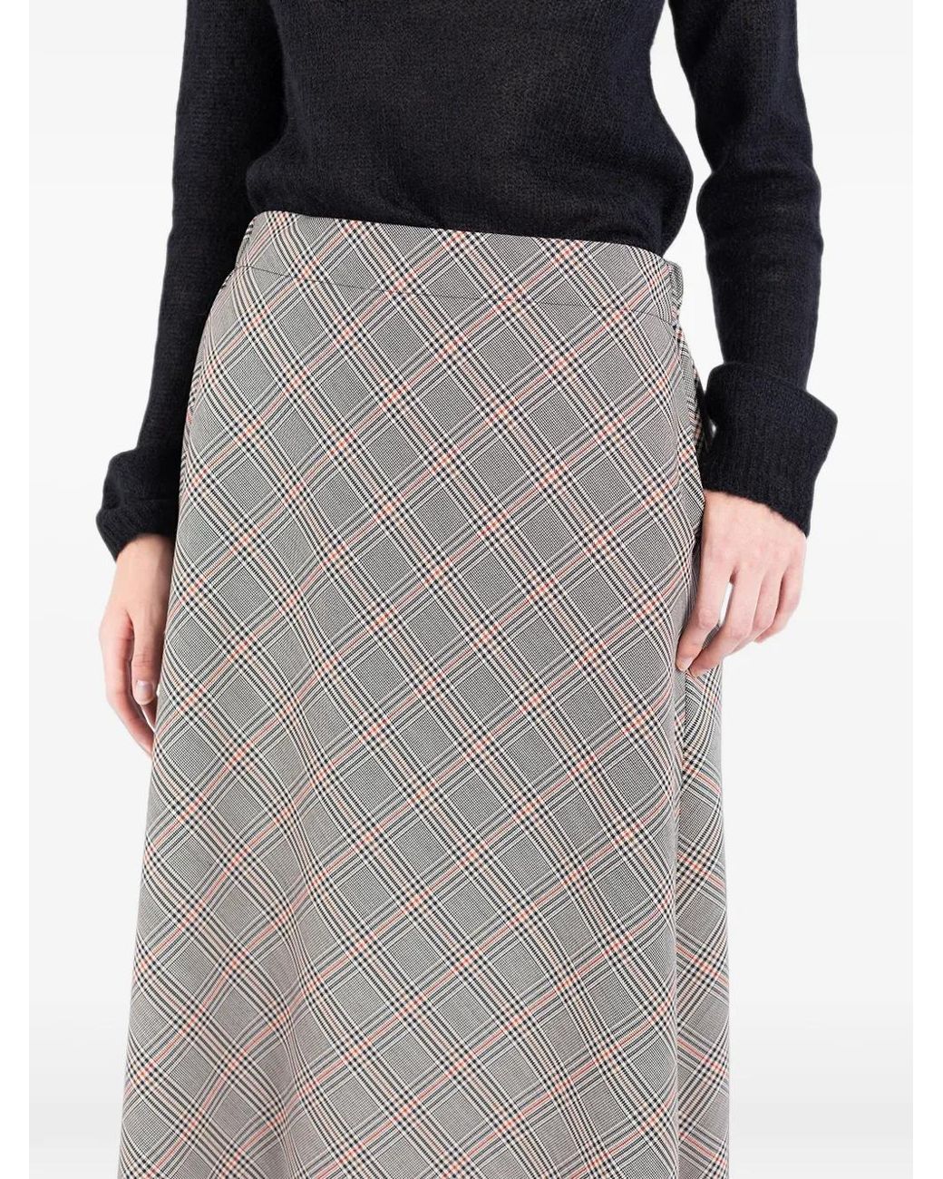 Societe Anonyme Natural Vero Checked Midi Skirt