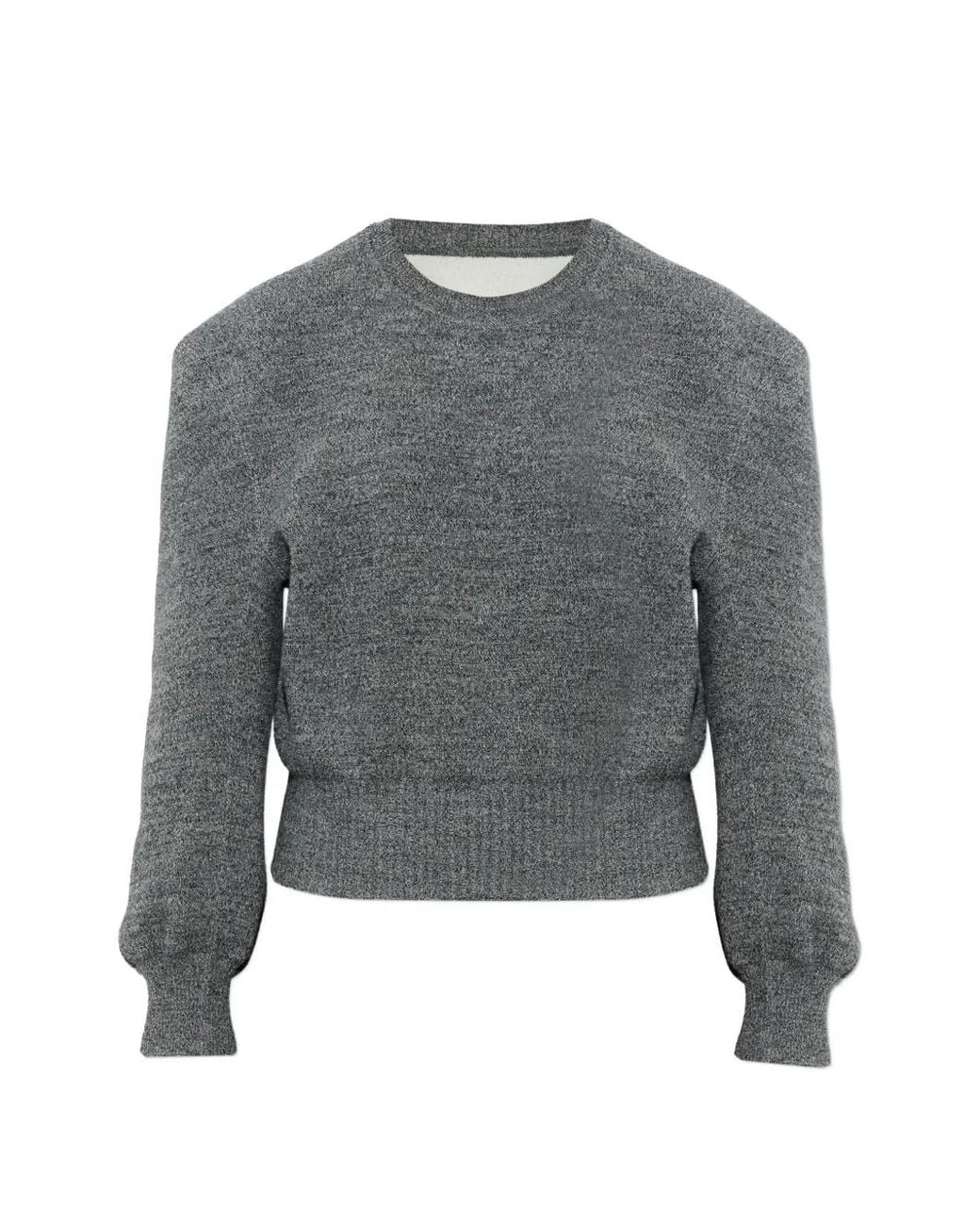 Issey Miyake Gray Handsome Knit Round-Neck Puff-Sleeve Sweater