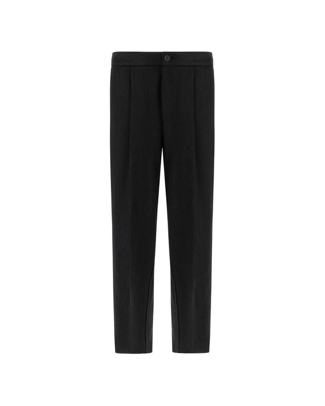 Herno Black Wool-Twill Pleated Trousers for men