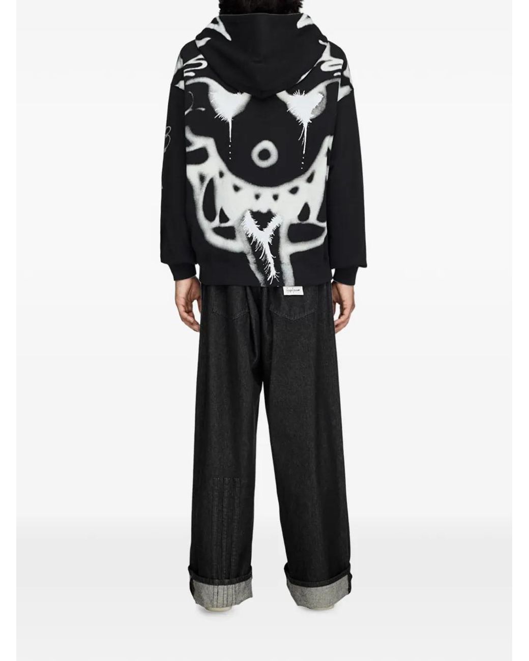 Y-3 Black Chito Graphic French Terry Zipper Hoodie