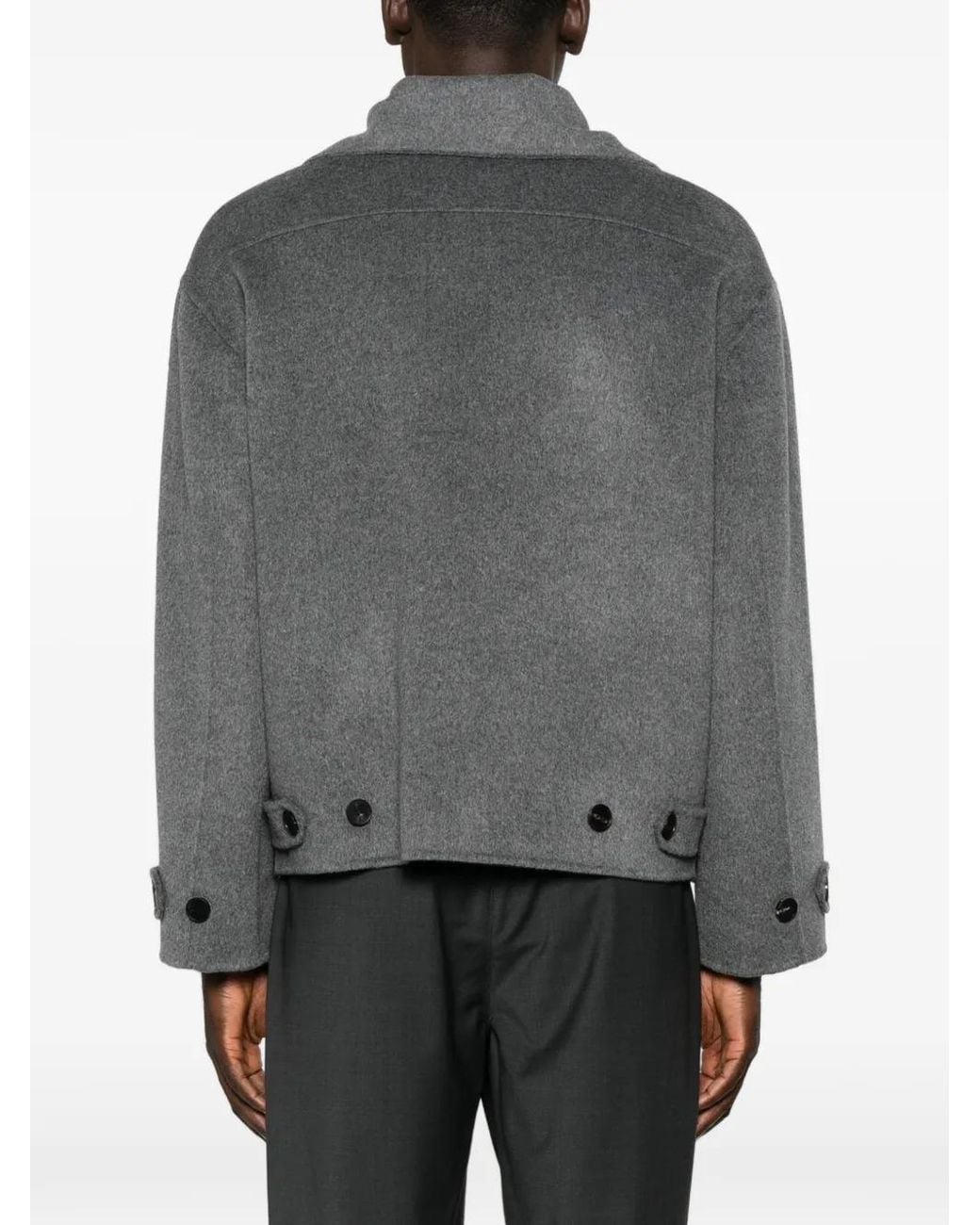Amaranto Gray Zip-Up Button-Tab Jacket for men