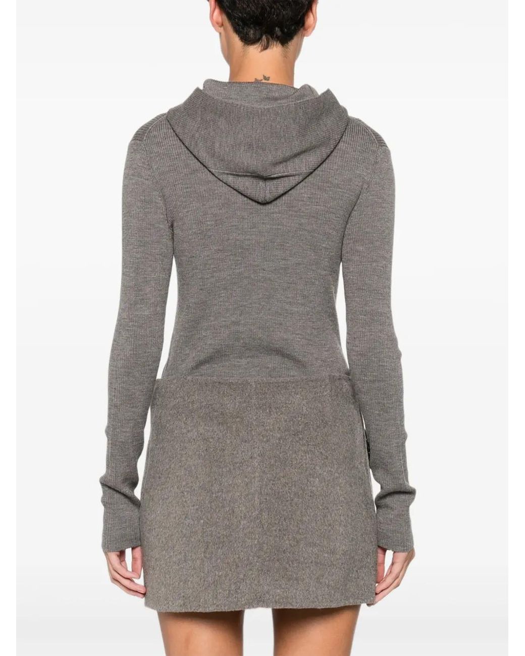 P.A.R.O.S.H. Gray Hooded Ribbed Bodysuit
