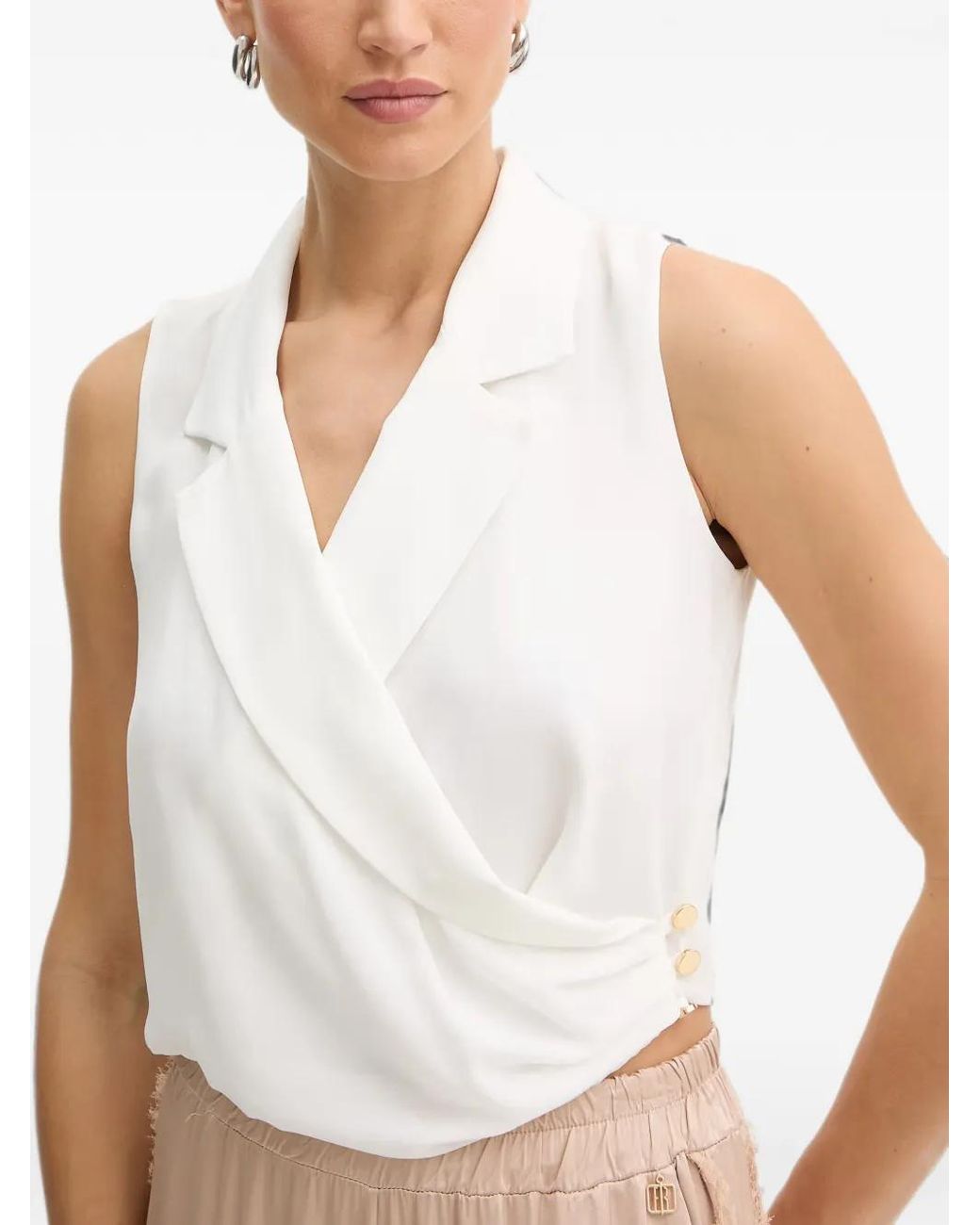 Fracomina White Collared Wrap Top