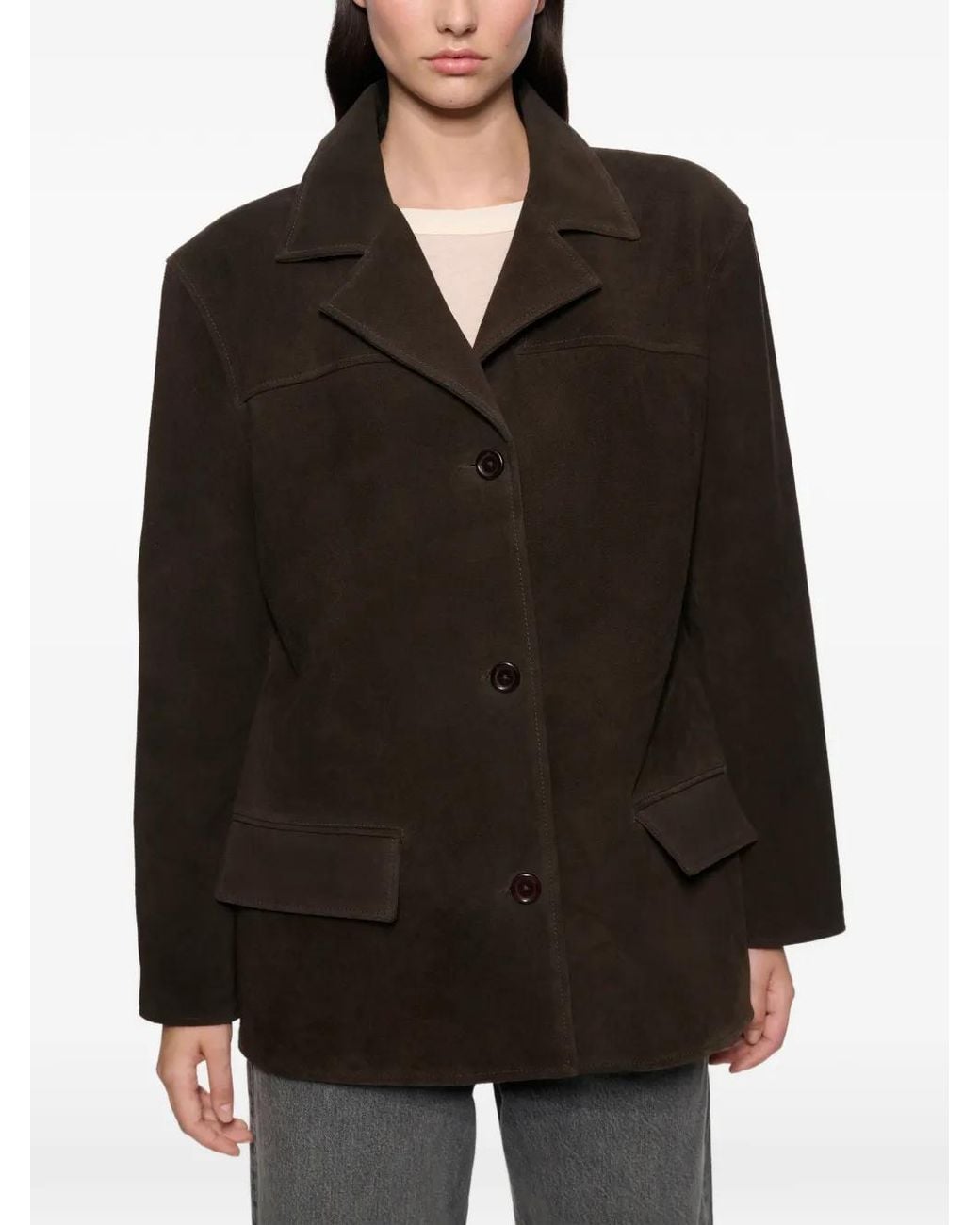 Stand Studio Black Jude Buttoned Suede Jacket