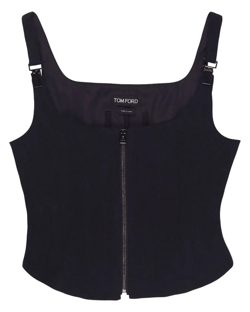 Tom Ford Blue Zip-Up Corset Tank Top