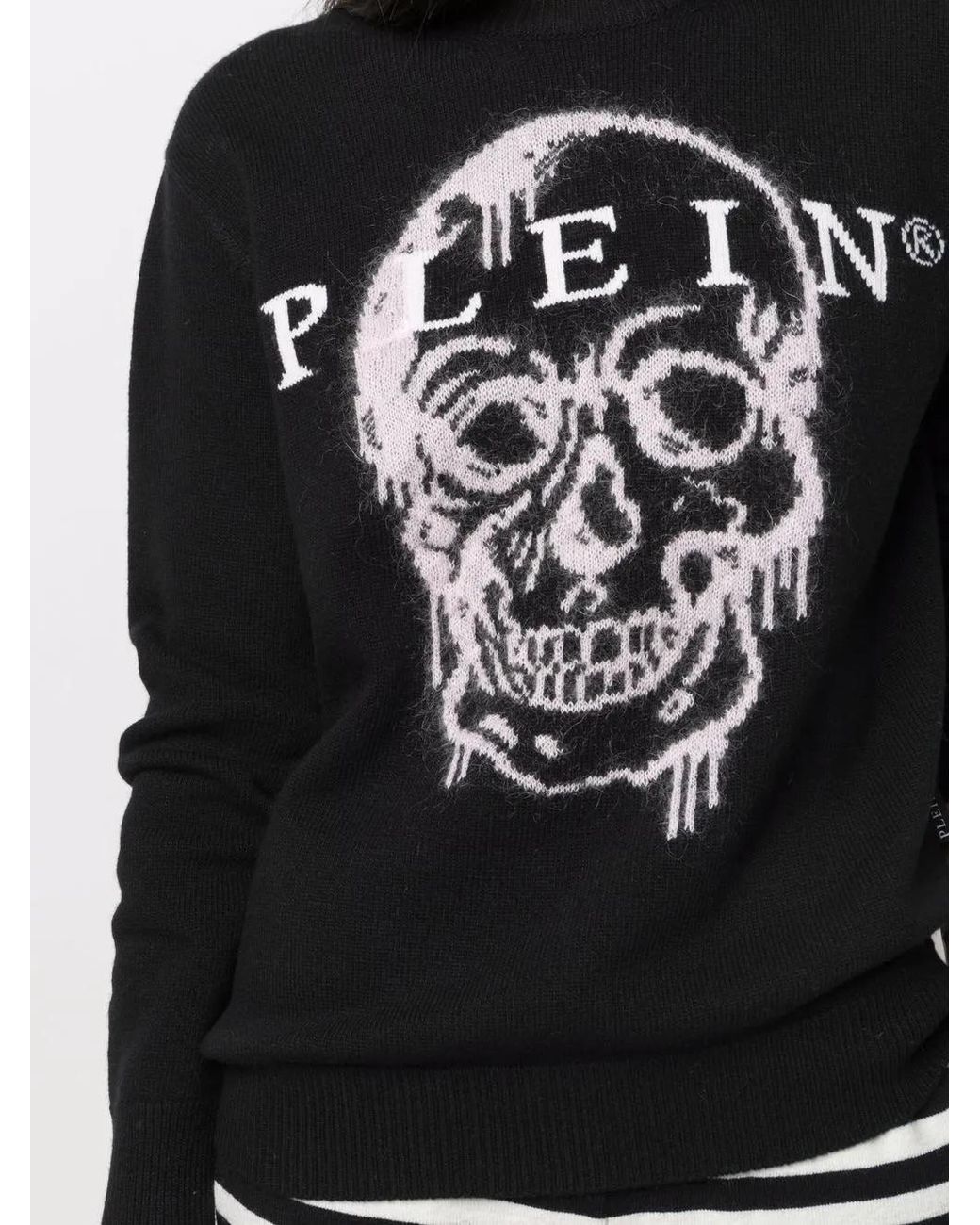 Philipp Plein Black Intarsia-Knit Skull Jumper