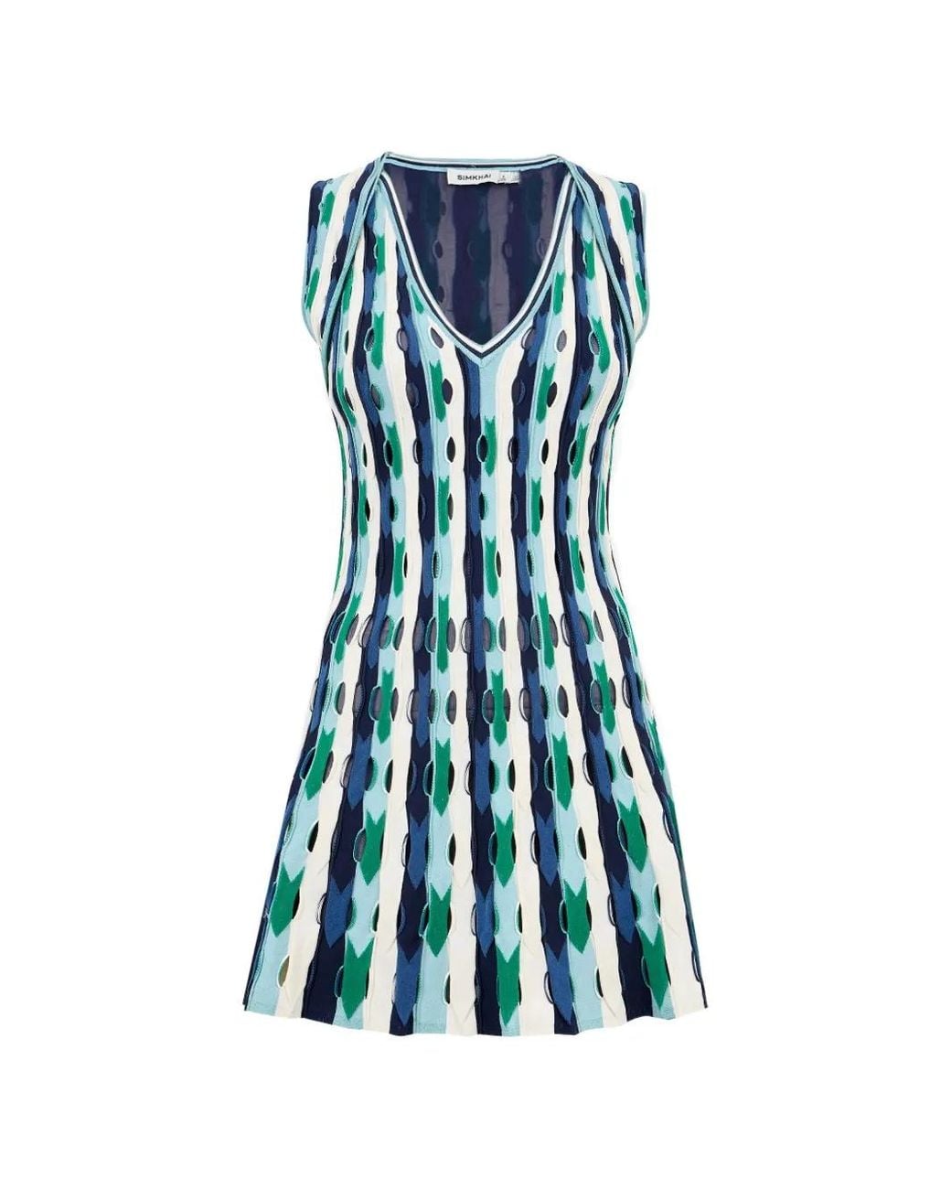 Jonathan Simkhai Blue Langley Pointelle-Knit Mini Dress
