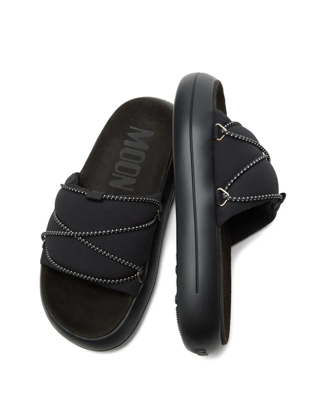 Sandali Slides Icon Stringati di Moon Boot in Black