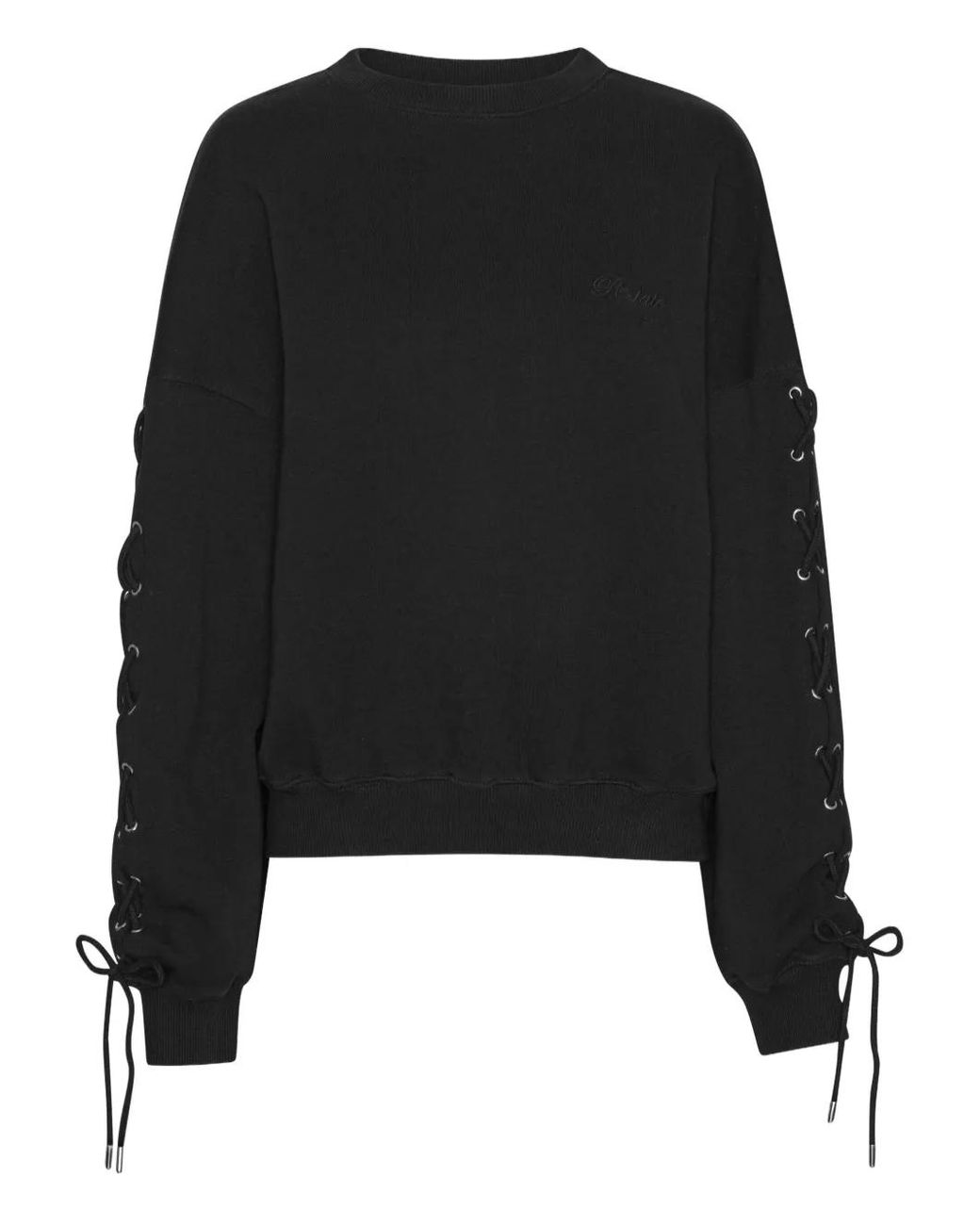 ROTATE BIRGER CHRISTENSEN Black Lace-Up Sleeve Sweatshirt