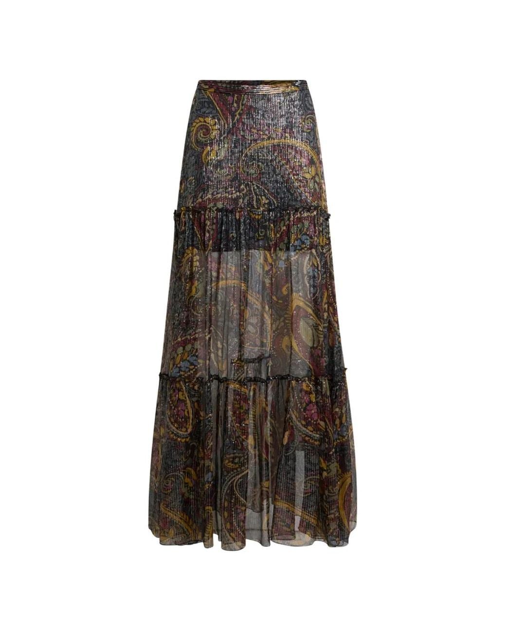 Etro Black Paisley-Print Maxi Skirt
