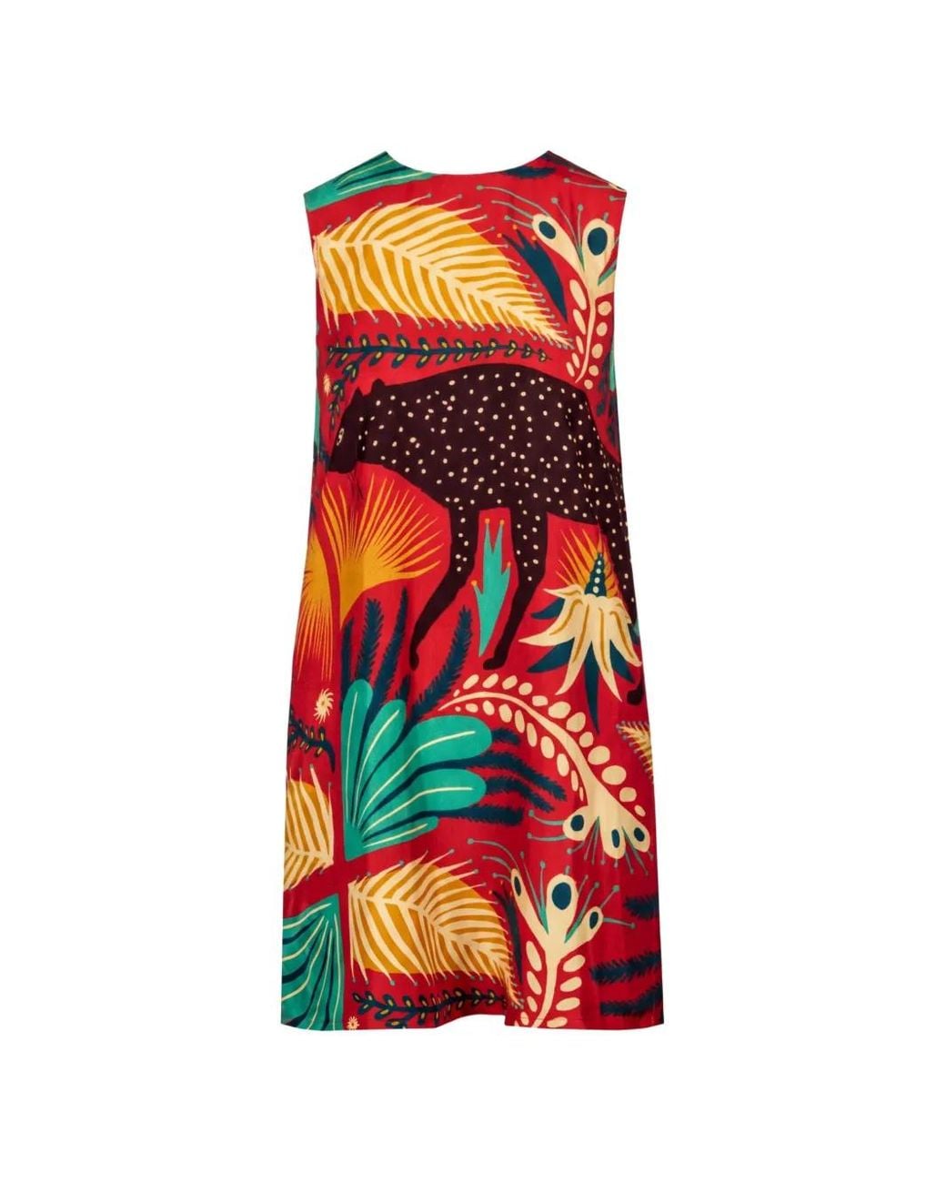 Etro Red Graphic-Print Sleeveless Mini Dress