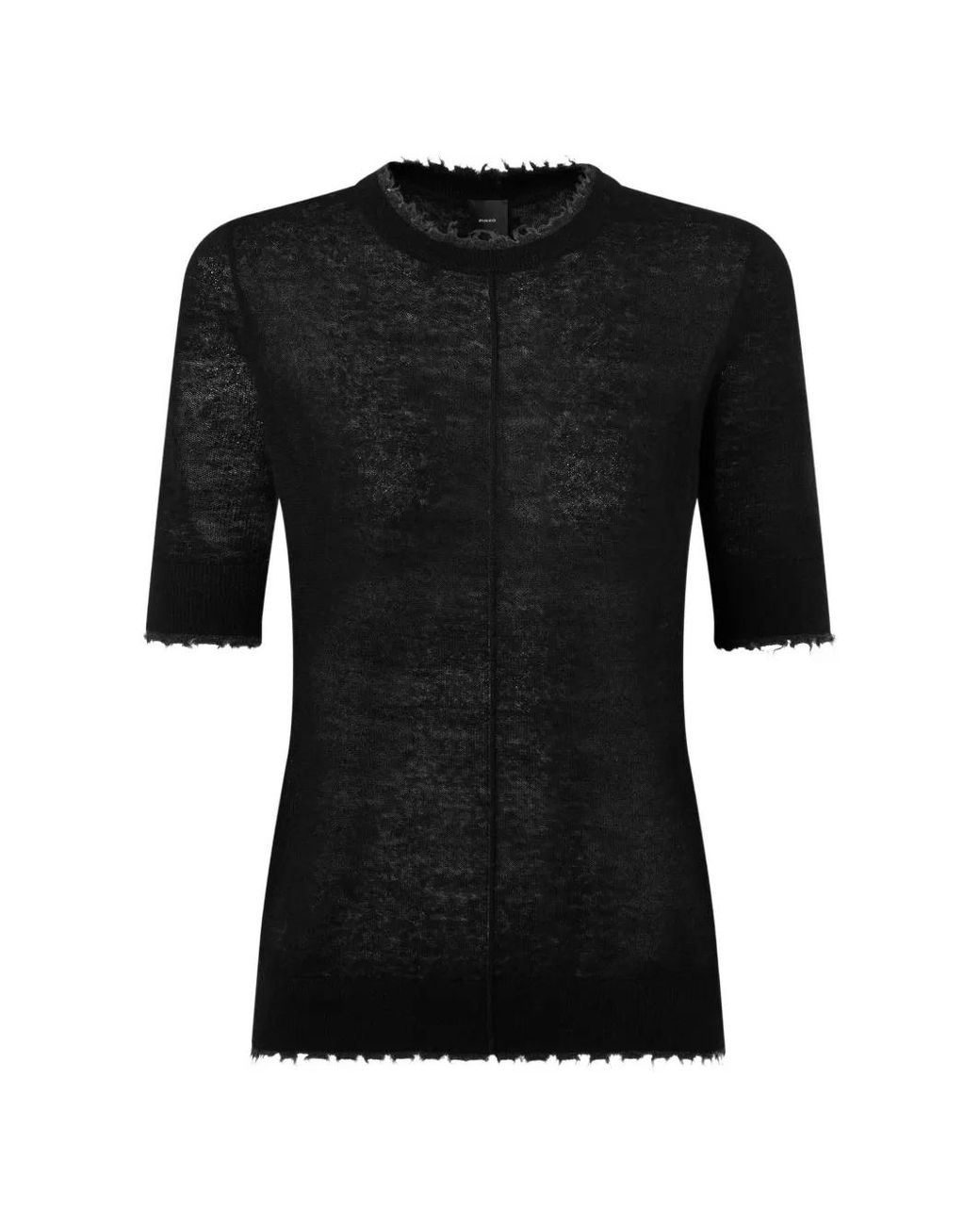 Pinko Black T-Shirt À Manches Courtes Et Bords Francs