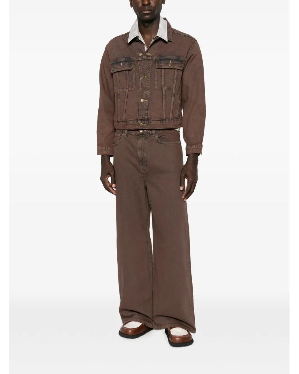 Sanderlak Brown Jean Ample À Patch Logo