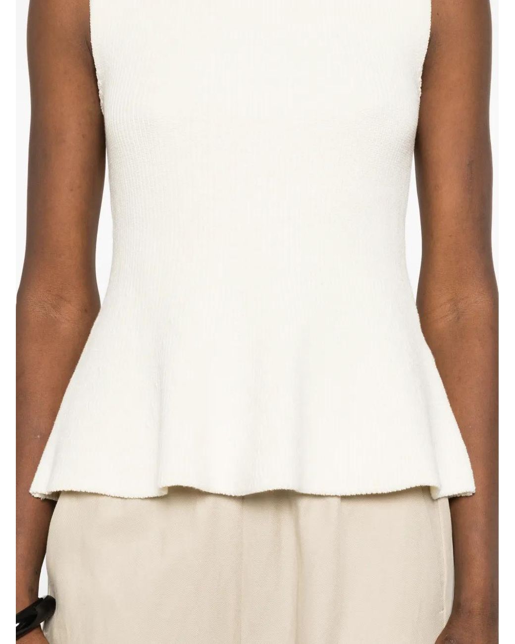 Rohe Ribgebreide Top in het White