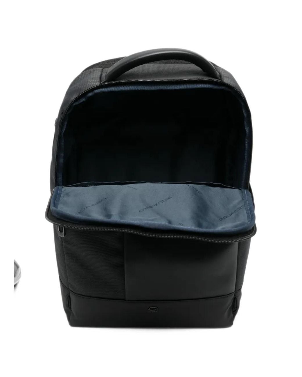 Piquadro Black Leather-Panelled Backpack