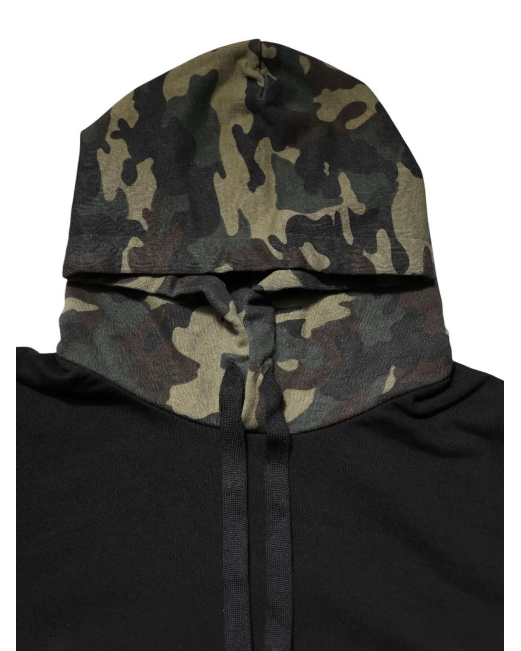 Dolce & Gabbana Black Camouflage-Print Flap-Pocket Hoodie for men