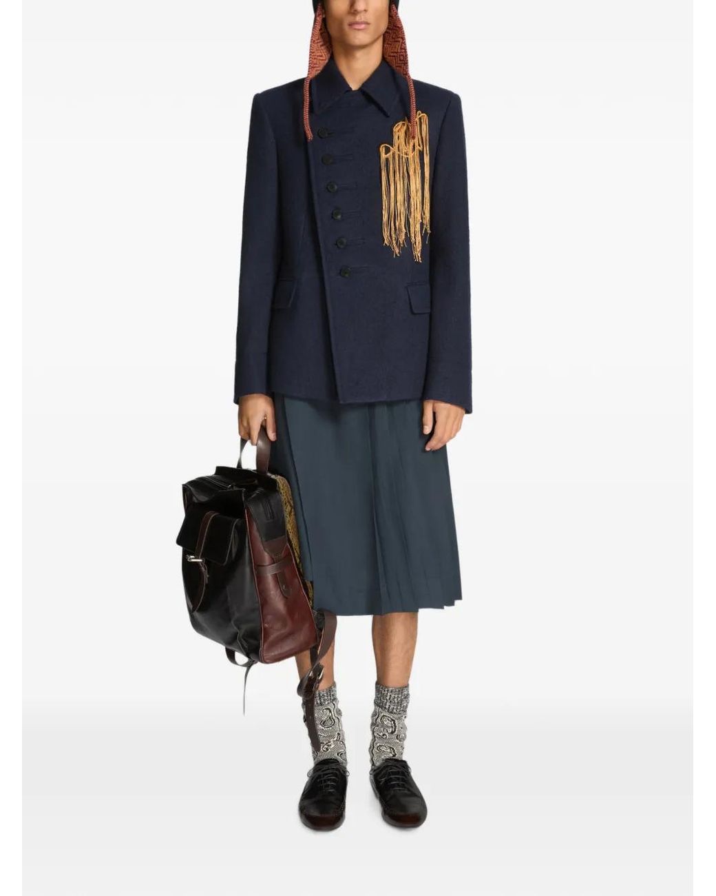 Dries Van Noten Black Richelieus En Cuir for men