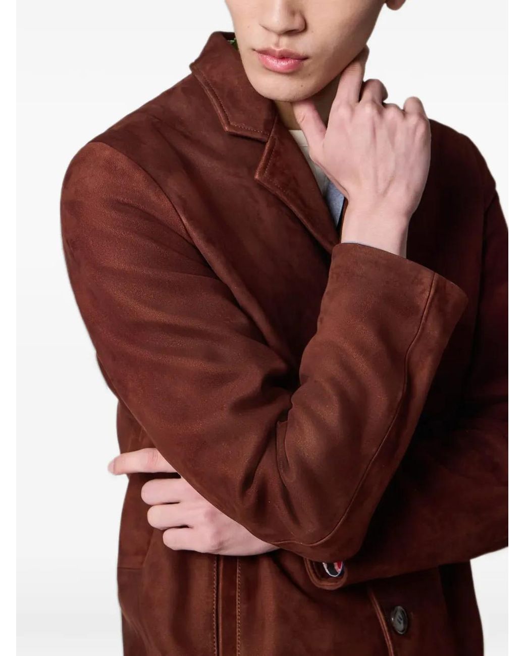 Paul Smith Brown Nubuck Leather Jacket for men