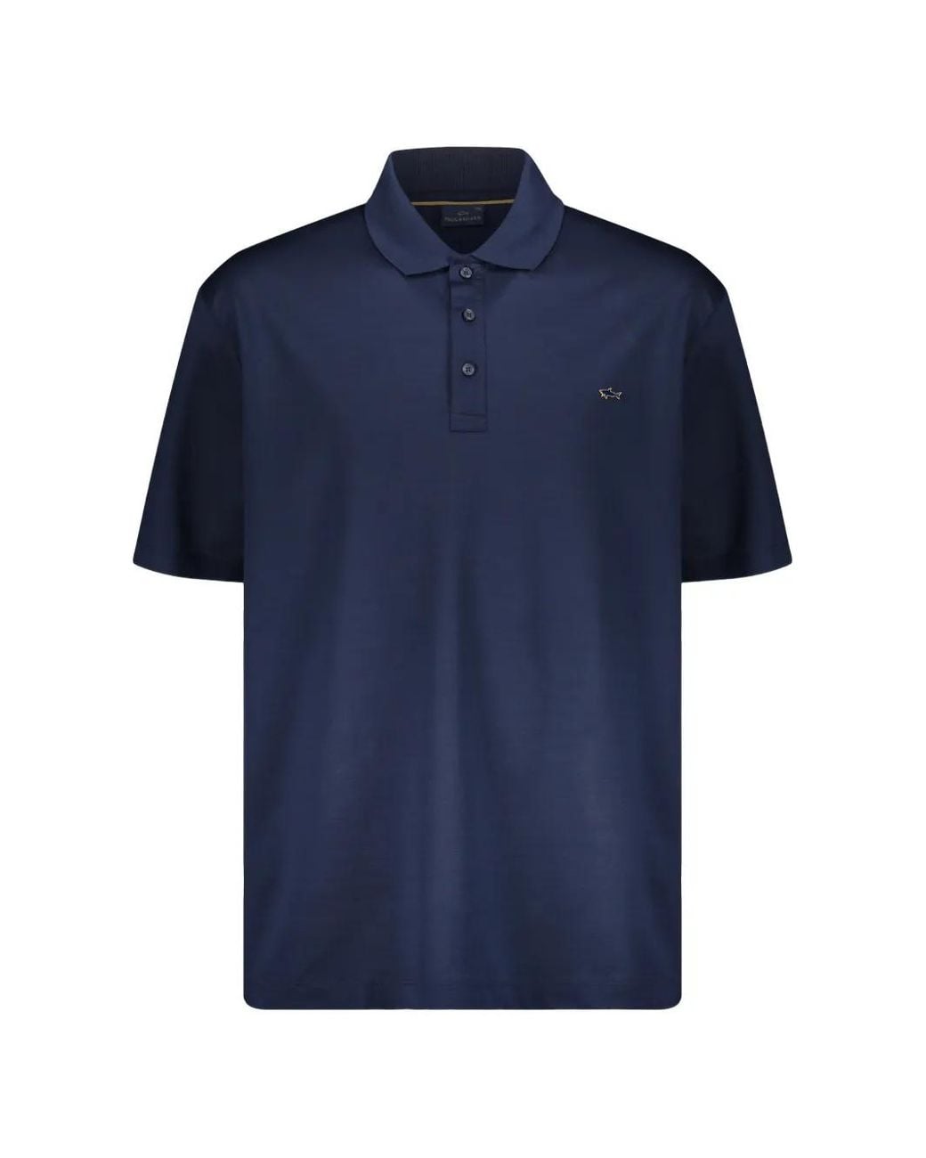 Paul & Shark Blue Logo-Patch Short-Sleeve Polo Shirt for men