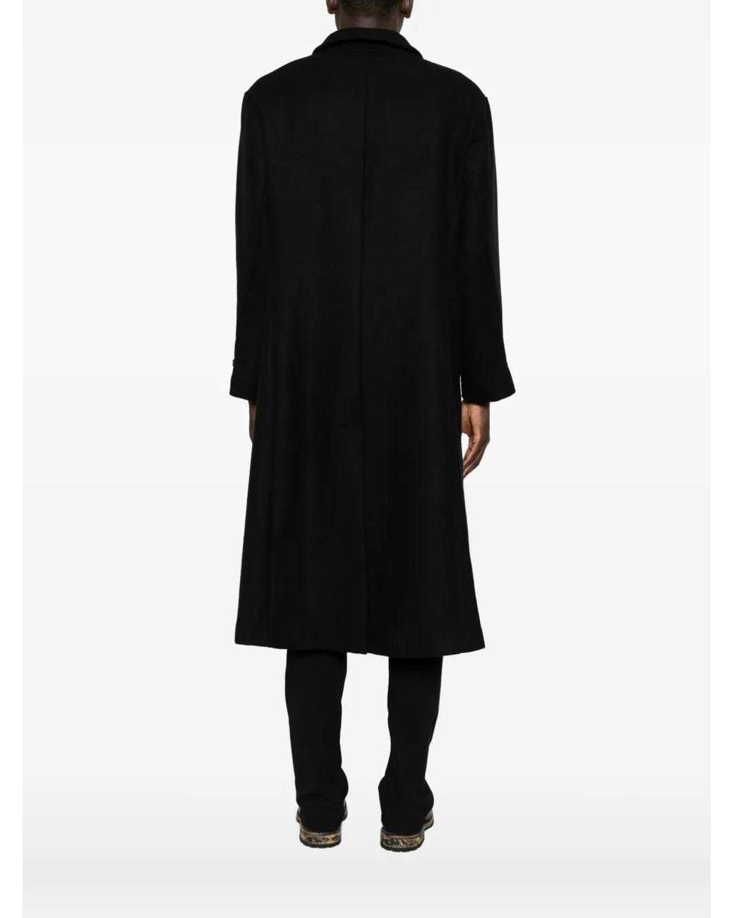 Ma+ Black Button-Up Single-Breasted Coat for men