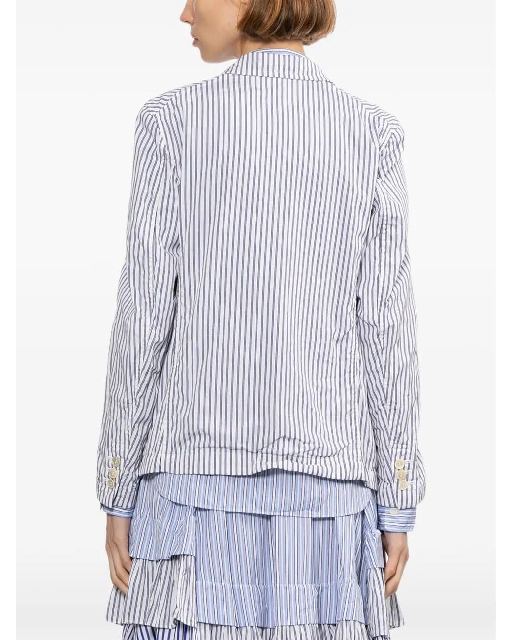Comme des Garçons Purple Vertical-Stripe Blazer