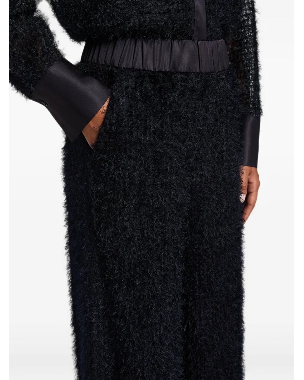 Peserico Black Feather-Effect Wide-Leg Trousers