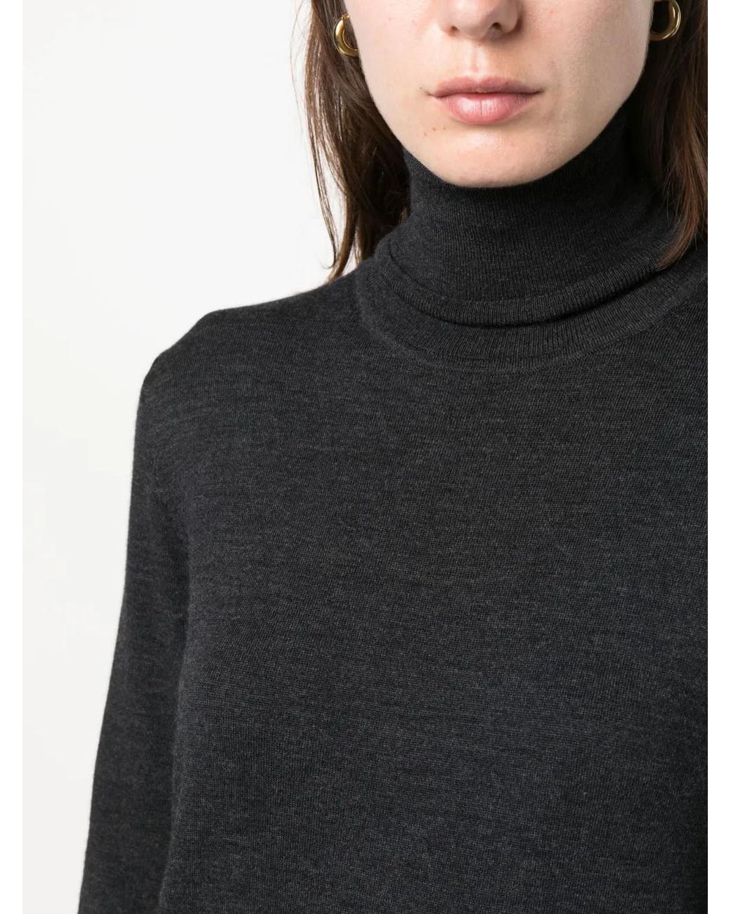 P.A.R.O.S.H. Black Midi Dress With High Neckline