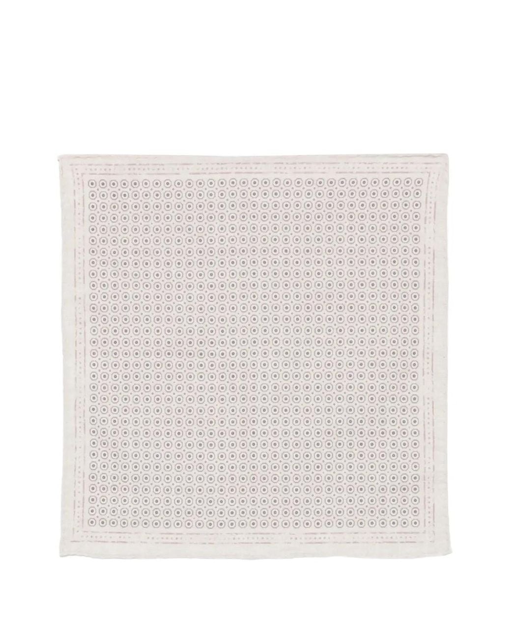 Eleventy White Geometric-Print Pocket Square for men