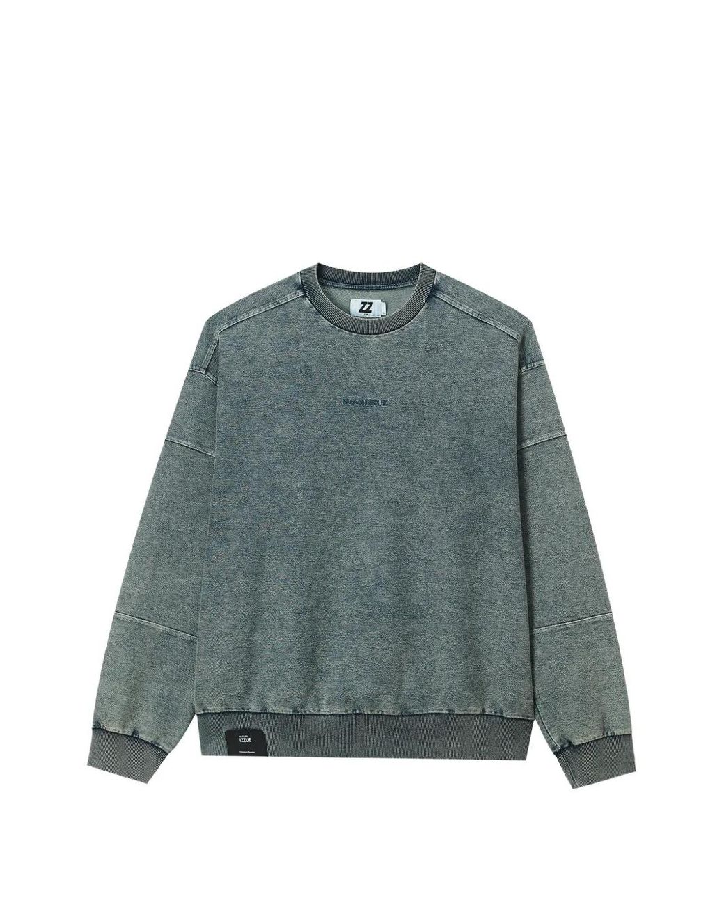 Izzue Green Acid-Wash Panelled Sweater for men