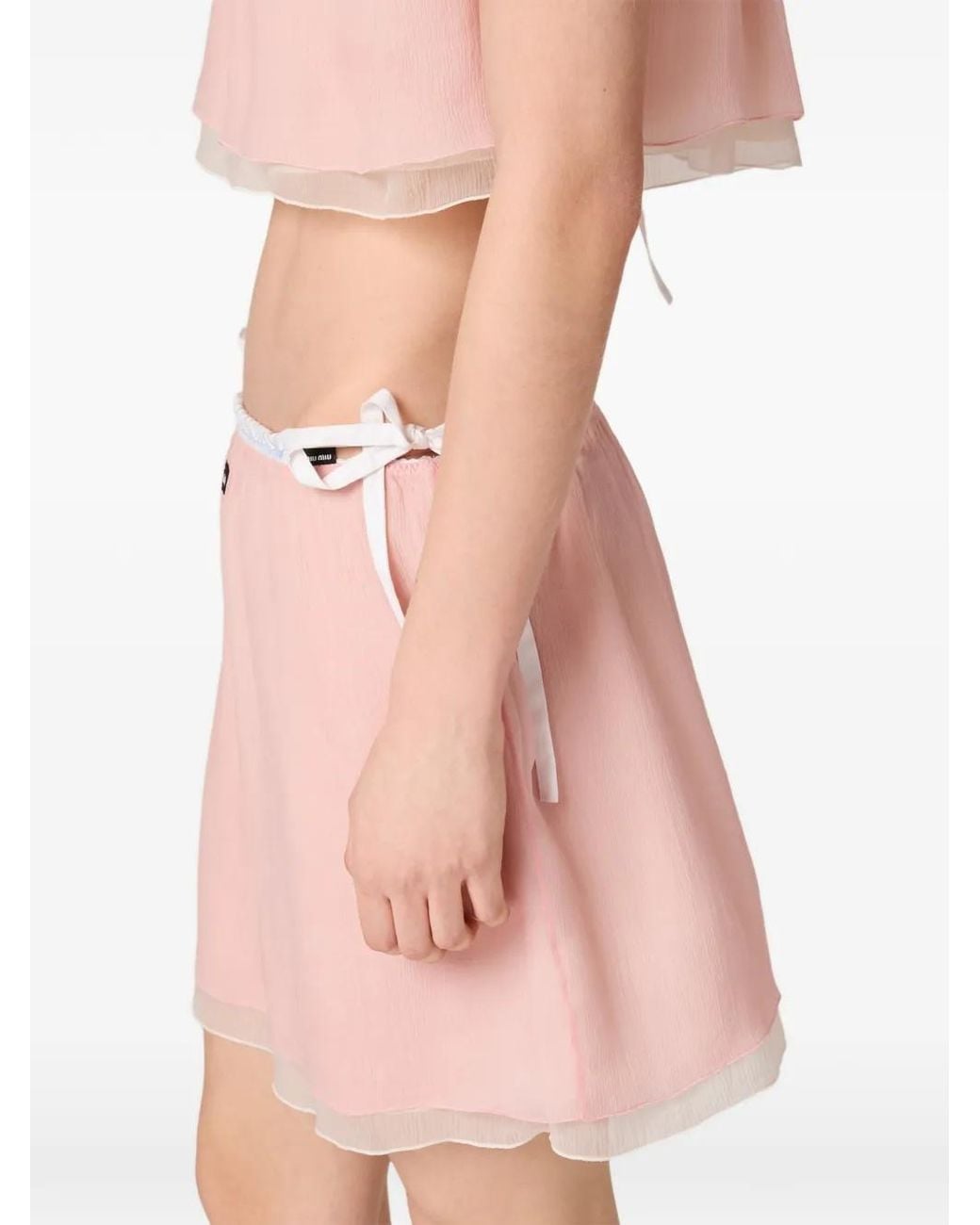 Miu Miu Pink Minijupe En Mousseline