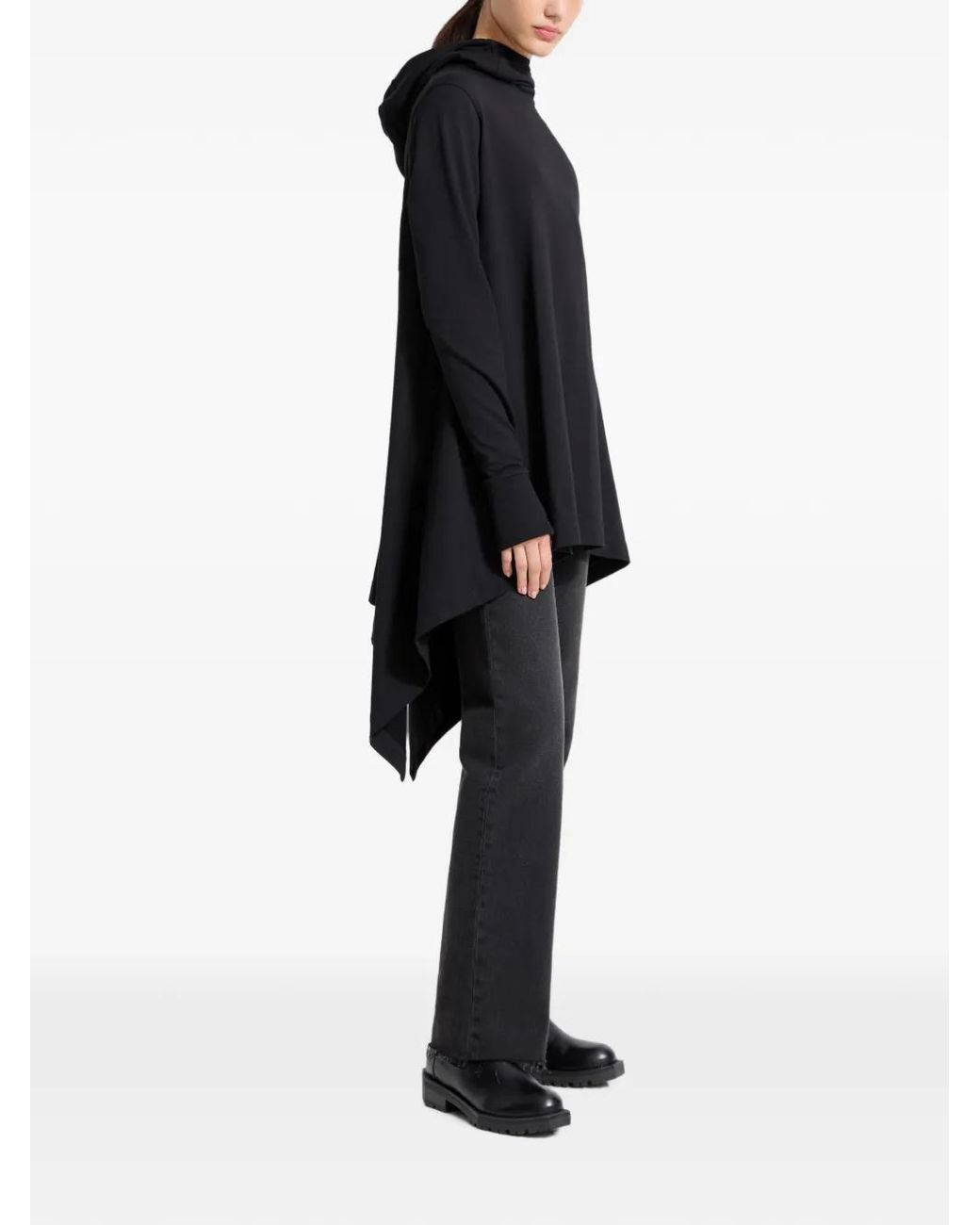 MARCELLA Black Daria Handkerchief-Hem Hoodie