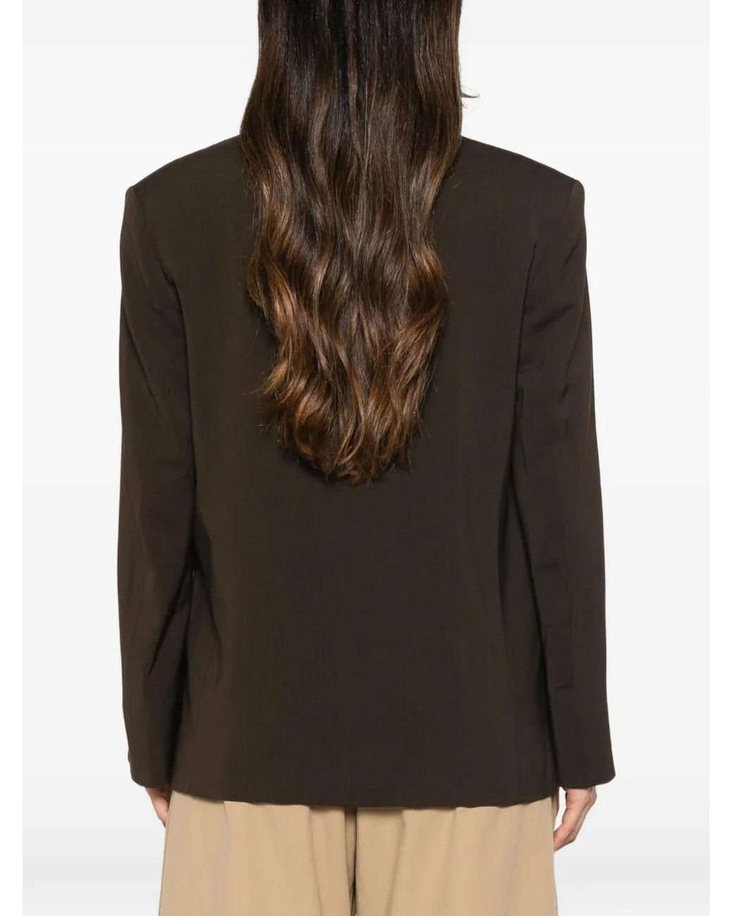 Twinset Brown Split-Sleeve Double-Breasted Blazer