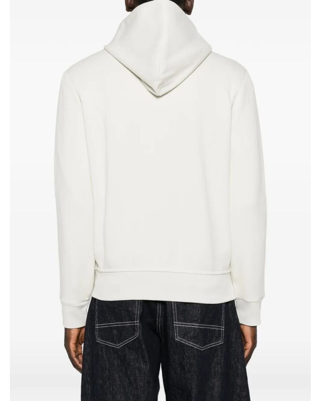 Polo Ralph Lauren White Logo-Embroidery Zip-Up Hoodie for men