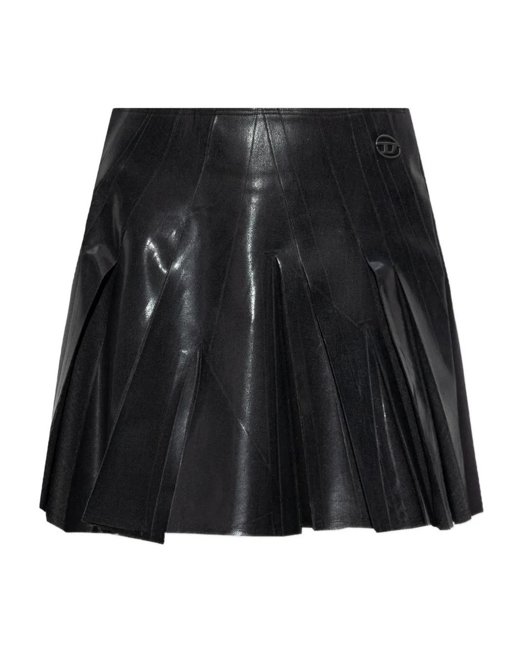 Falda Pleated con placa del logo DIESEL de color Black