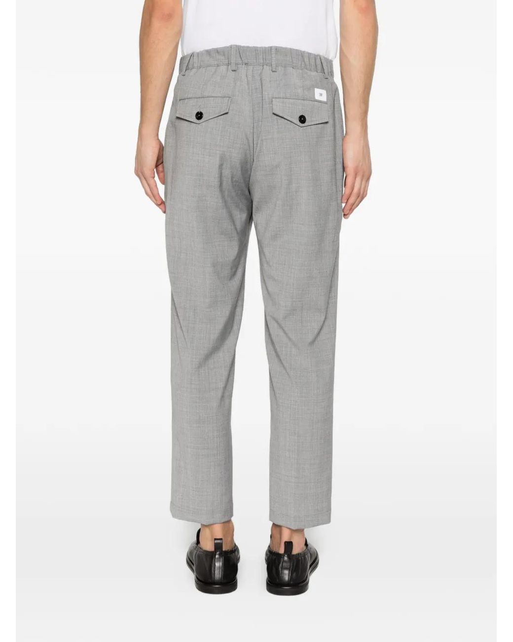 Pmds Gray Pressed-Crease Flap-Pocket Trousers for men