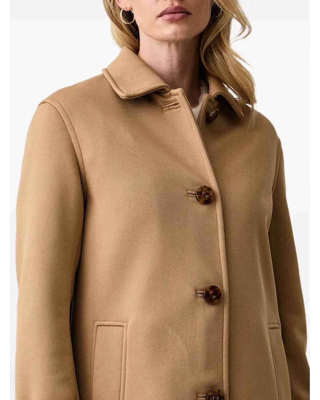 Silvian Heach Natural Button-Up Collared Coat