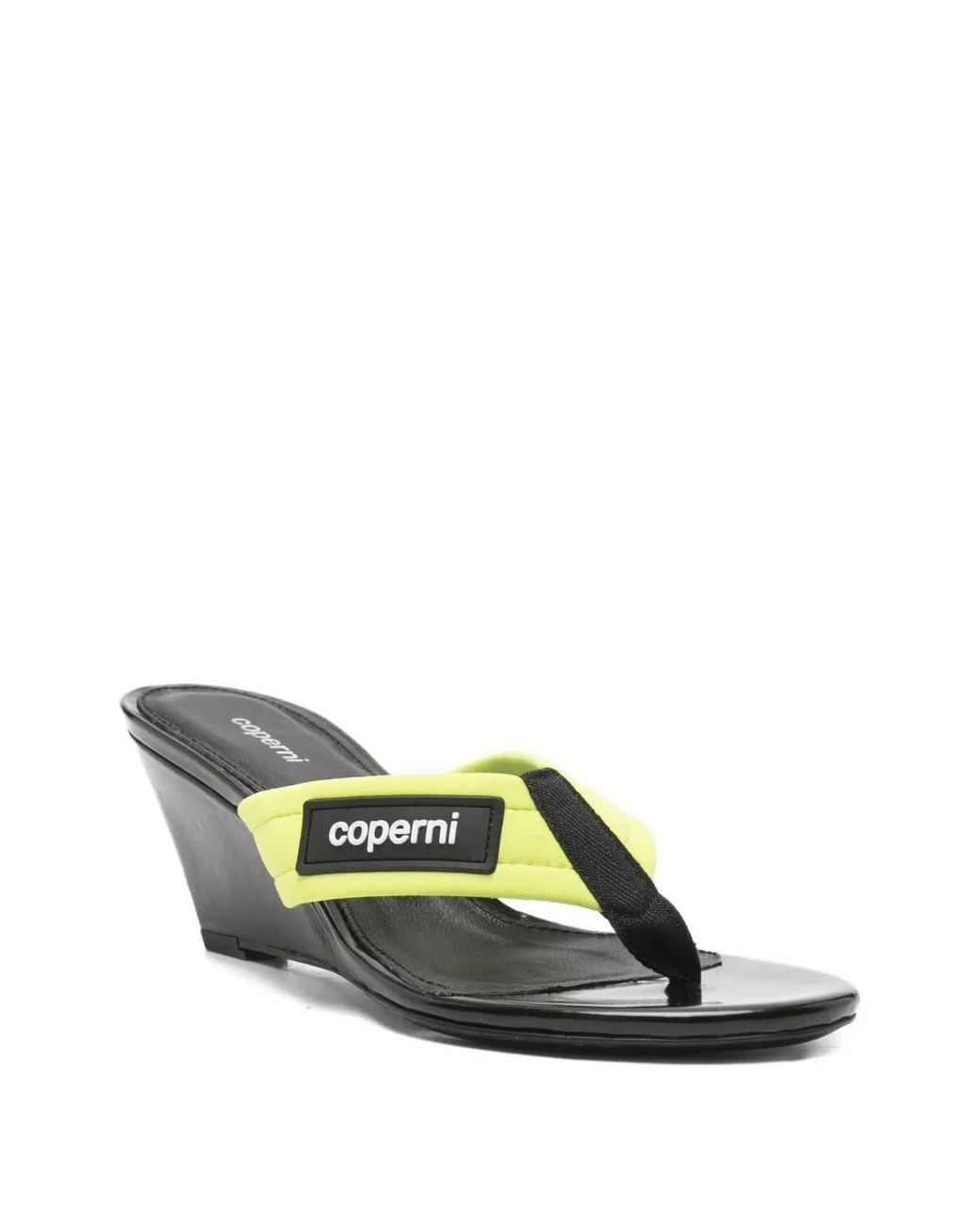 Coperni Green Logo-Patch Wedge Sandals