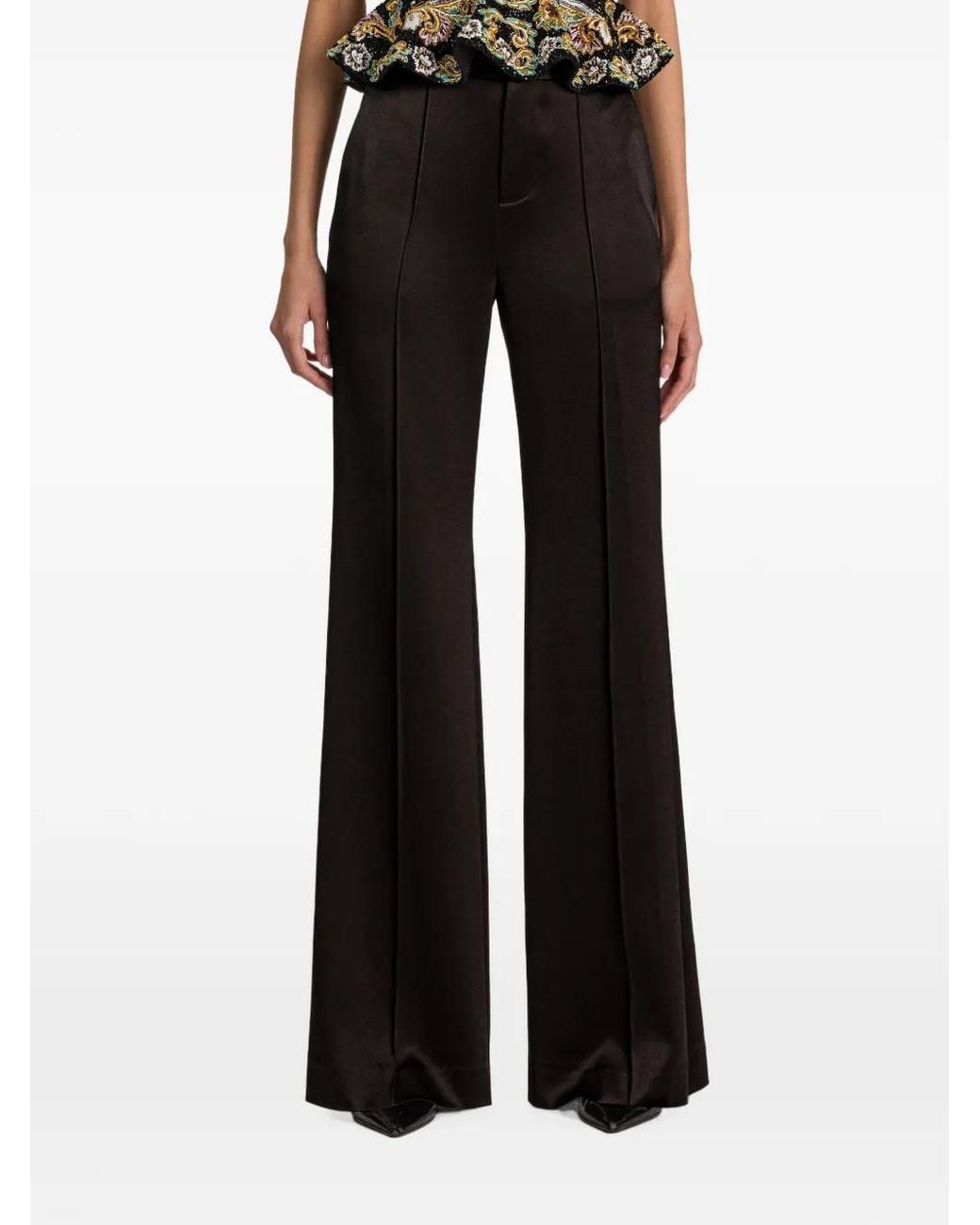 Alice + Olivia Black Shane Wide-Leg Trousers