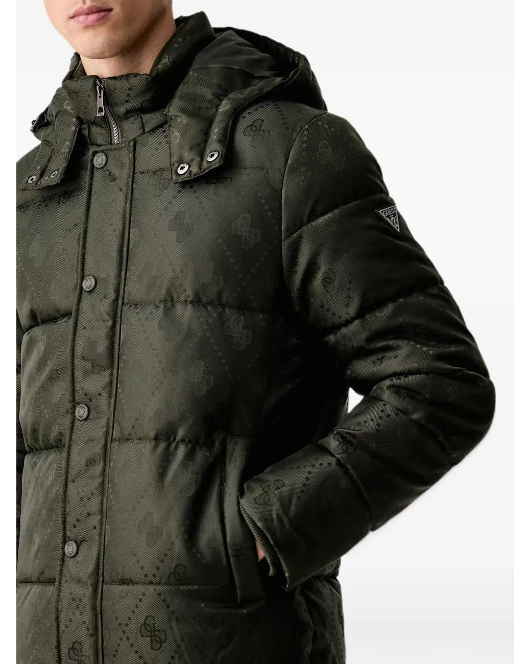 Guess Black Monogram Puffer Jacket for men