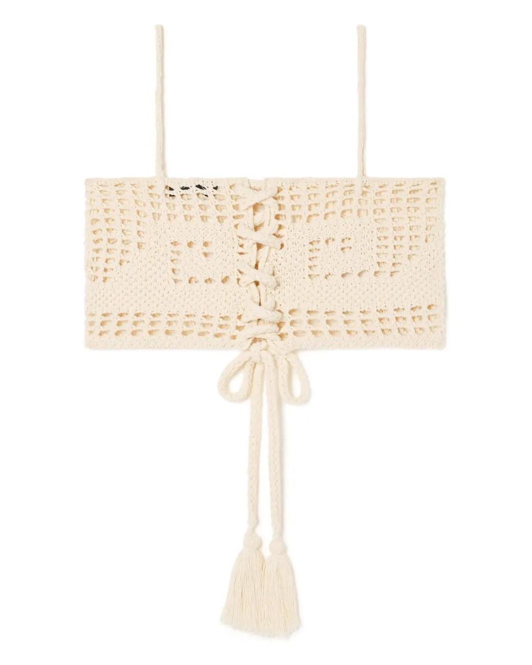 Alanui Natural Where The Waves Begins Crochet Tassel-Detail Top