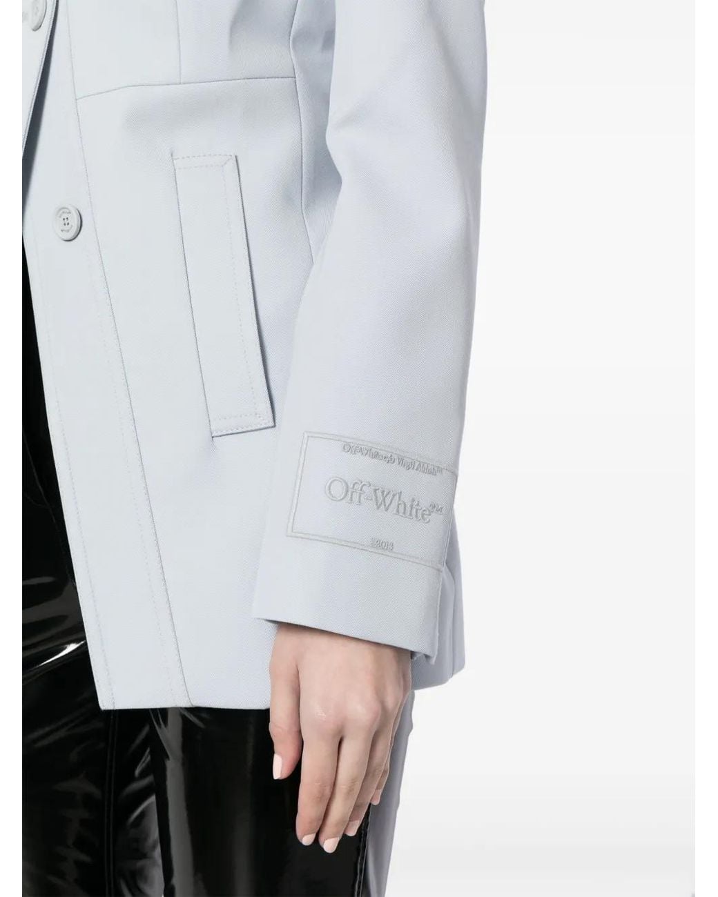 Off-White c/o Virgil Abloh Blue Logo-Embroidered Tailored Blazer