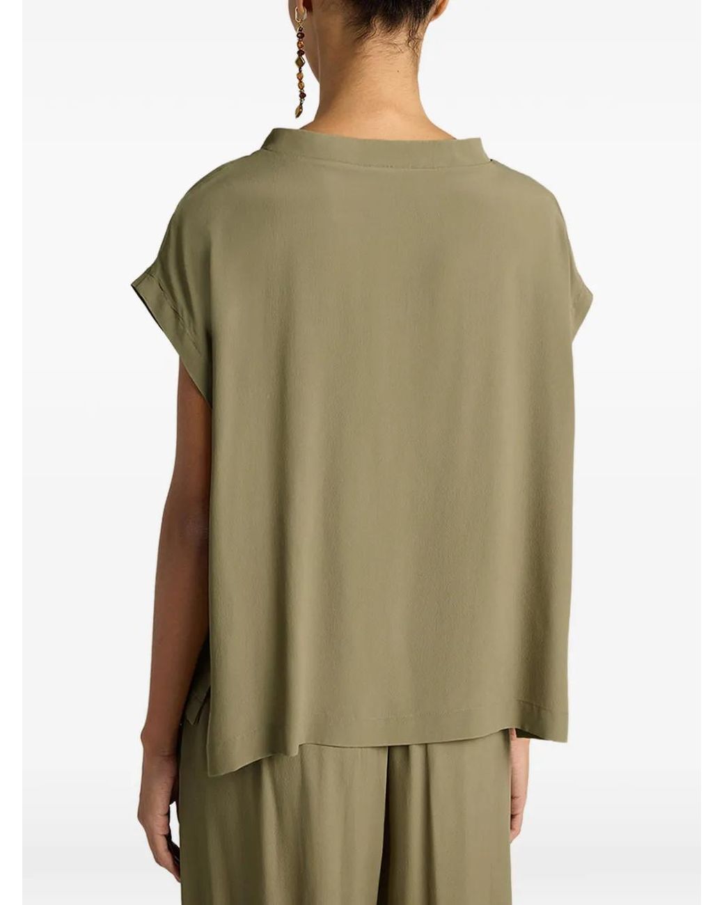 Momoní Green Curacao Boat-Neck Sleeveless Blouse