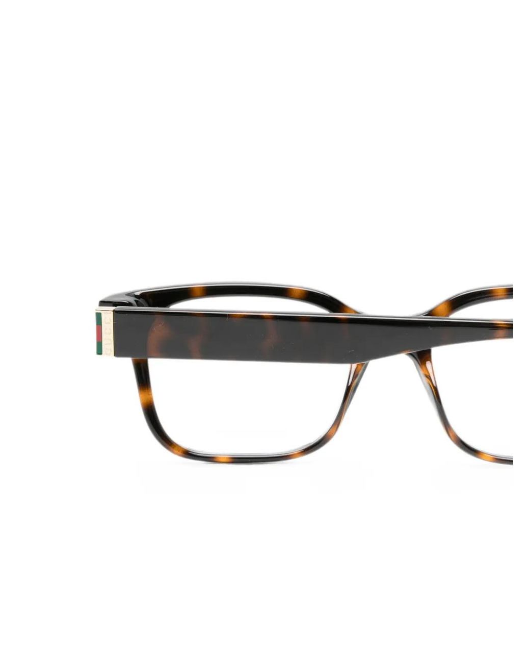Gucci Brown Tortoiseshell-Effect Rectangle-Frame Glasses